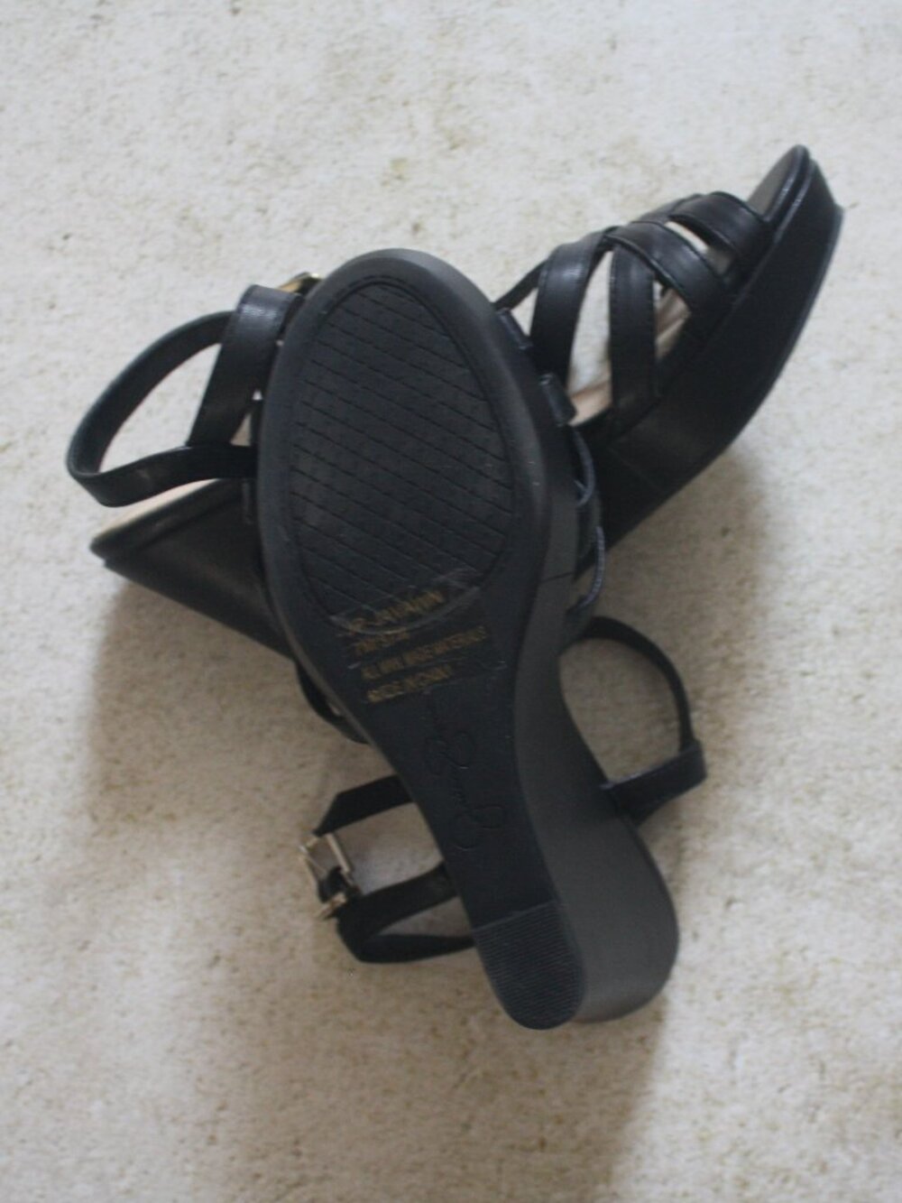 Strappy Sexy Black Platform Wedge Heels - Picture 4 of 4